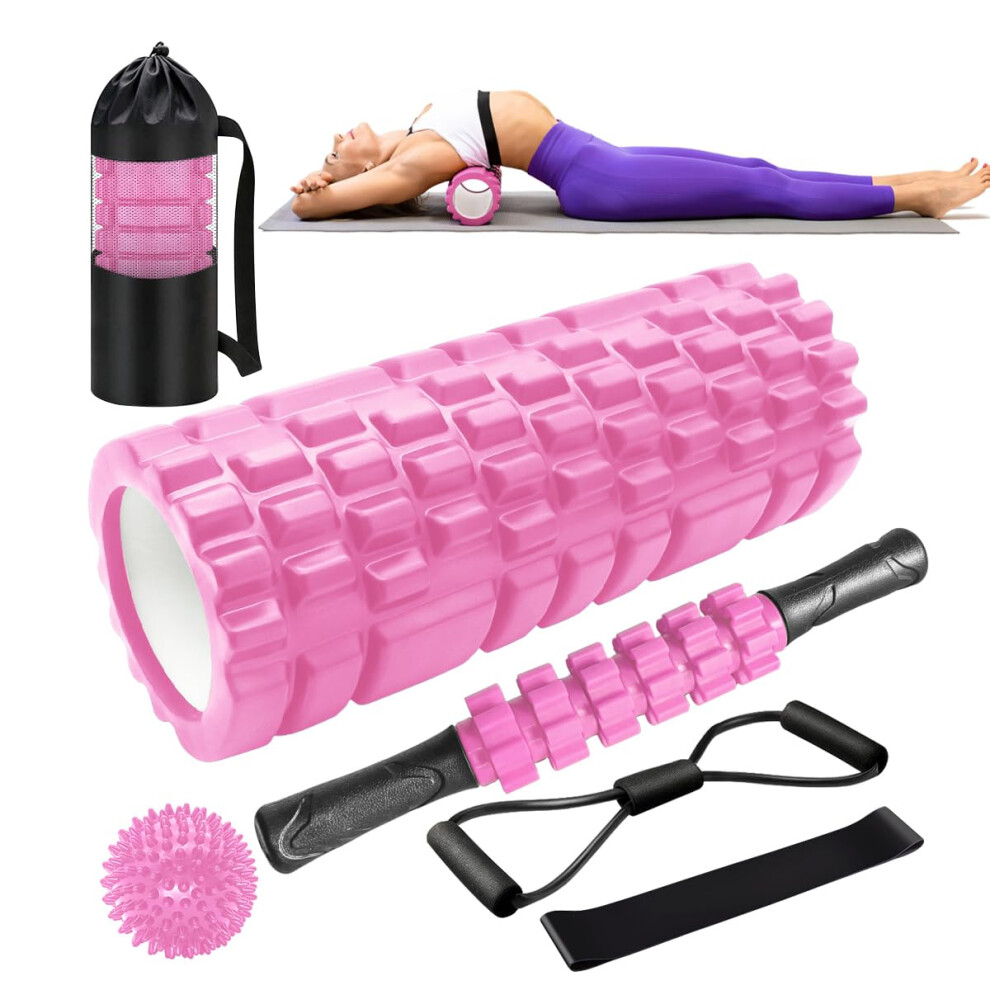 Photos - Ab Wheel Qveetry Foam Roller Set 6-in-1 Deep Tissue Muscle Massage, Trigger Point Grid Sports Massager with Massage Roller, Resistanc