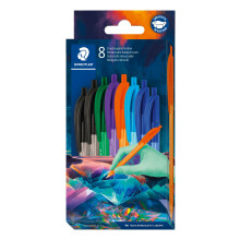 STAEDTLER Ballpoint Pens - Rainbow Medium Retractable Pen - Multiverse Design - 8 Assorted Colours - Pack of 8, 4230C8E2-1