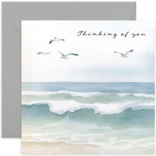 Sympathy Cards - Watercolour Ocean Scene, Thinking of You for Women and Men - Bereavement Gifts for Loss of Dad Mum Sister Brother Husband Wife, Memo