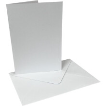 DJP A6 Bright White Card Blanks & Envelopes - 250gsm Pre-Creased Greeting Cards - Pack of 25