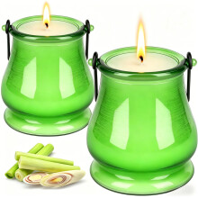 Citronella Candles Outdoor, Large Citronella Candle 120 Hours, Citronella Scented Candles Set 2 Pcs, Glass Jar Candle Set 100% Natural Soy Wax, Candl