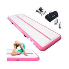 RISINGUKST Air Gymnastics Track Tumbling Mat Inflatable, 6.6ft 10ft 13ft 16ft 20ft Training Mats 4/8 Inch Thickness, Air Roller Air Barrel (Pink, 500