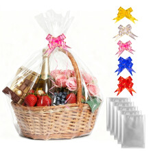 5pcs Extra Large Cellophane Bags for Hamper 28 x 40 inch Clear Cellophane Wrap for Hampers with Bows, Big Gift Basket Hamper Wrapping Cellophane Bags