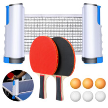 Flintronic Table Tennis Set, Portable TableTennis Pack with 2 Ping Pong Rackets, 6 Balls, 1 Extendable Net, 1 Bag, Table Tennis Set for Indoor, Outdo