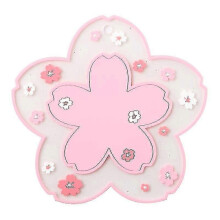 Cherry Blossoms Shape Silicone Coaster Coffee Table Cup Mats Pad Heat Insulation3pcs, Pink)