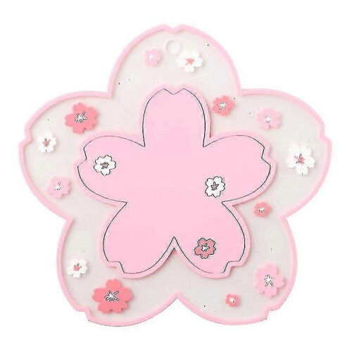 Cherry Blossoms Shape Silicone Coaster Coffee Table Cup Mats Pad Heat Insulation3pcs, Pink)