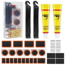 OSDUE Puncture Repair Kit,Glue Bike Tyre Puncture Repair Kit with Storage Case Repair Patches Glue Crowbars Metal Rasp for Bicycles Motorcycles BMX A