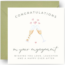 Engagement Card - for Couple Daughter Son or Friends - Includes Luxury Sage Olive Envelope – Size 14cm