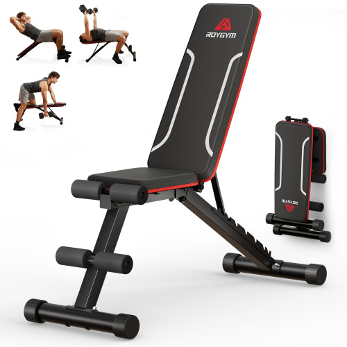 Roygym Folding Weight Bench, Multifunctional Workout Bench with 9-Way