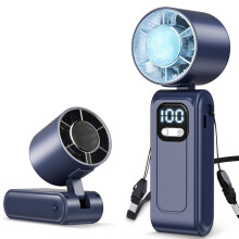 Wudyfei Portable Handheld Fan with Ice Cooler, High-Speed Turbo Hand Fan, 5000mAh Foldable Mini Personal Fan with Stepless Speed Control, LED Display