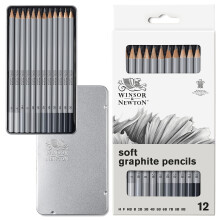 Winsor & Newton 0490007 graphite pencils set in 12 hardnesses H, F, HB, B, 2B, 3B, 4B, 5B, 6B, 7B, 8B and 9B