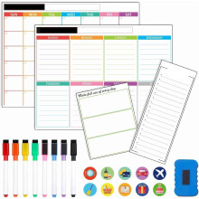 Feela 4 Pack Magnetic Whiteboard for Fridge, Monthly Weekly & Daily Planner for Home, School & Office, Meal & Kitchen Organisation Board with 8 Marke