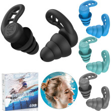 Swimming Ear Plugs for Adults, 4 Pairs Reusable Silicone Waterproof