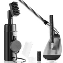 Wynaura Pro Golf Club Cleaner Brush with Golf Groove Sharpener Tool Suitable for U & V-Grooves 8 Inches Golf Water Brush with Retractable Clip Hold 5