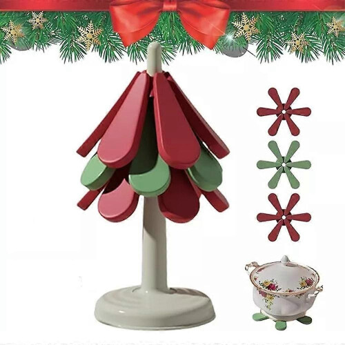 (Cup Dolly) Christmas Tree Coasters Silicone, Tree Coasters Silicone Trivets for Hot Dishes