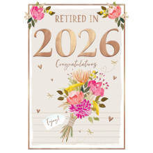 IC&G Congratulations On Your Retirement Card for Women - Retired in 2026 - Flower Bouquet and Hearts Design - Premium Embossed Foil Finish - Happy Re
