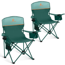 ALPHA CAMP Set of 2 Folding Camping Chairs with Cooler Bag & Cup