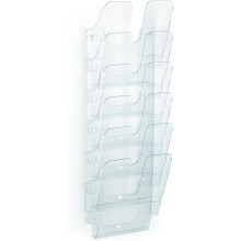 Durable FLEXIPLUS 6 A4 Portrait Leaflet Holder - Transparent - Easy To Install Wall Mounted Document Holder - Use as a Leaflet Stand, Menu Holder, et