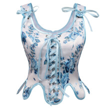 Floral Bodyshaper Bustier Women Corset Tops Renaissance-Blue M