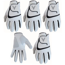 5 White Men's All Weather Golf Gloves Cabretta Leather Thumb & Palm Patch (Large L/H)