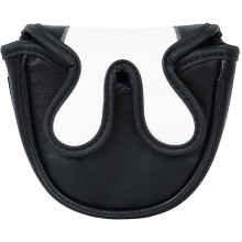 Golf Mallet Putter Head Cover Magnetic Closure Centre-shaft Club Protector Black&White PU Leather The Golf-Father Gift