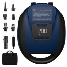 Sup Electric Pump,20psi Electric Paddle Board Pump with 5 Nozzles,Smart Inflation Auto-Off, Digital Adjustable LCD Function,12V Electric Pumpe for Su