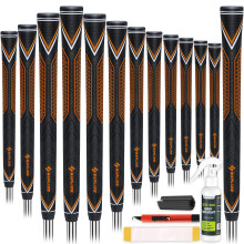 SAPLIZE High-Performance Rubber Golf Grips, High Shock Absorption, Non-Slip, 13 Grips with All Kits, Oversize, Orange, CC10 Golf Club Grips