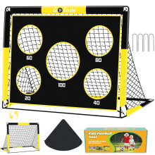 Gofady 2-in-1 Football Goal for Kids - Portable & Durable Soccer Training Net with 5 Target Ranges, Foldable Design, Carrying Bag, Easy Assembly for