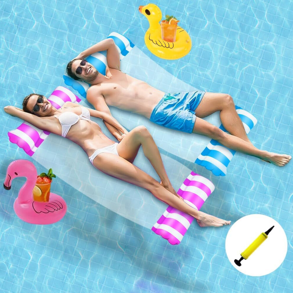 Photos - Other Toys 2 Pack Netted Lilo Pool Inflatables with 1 Pump and 2 Drink Holder, 4 in 1 Swimming Pool Hammock Floats Water Toys for Adult
