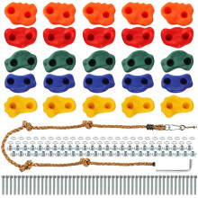 ZENFUN 25 Packs Rock Climbing Holds, Indoor & Outdoor Rock Wall Climbing Kit, Multi-Colored Climbing Rock Wall Grips with Mounting Hardware, Knotted
