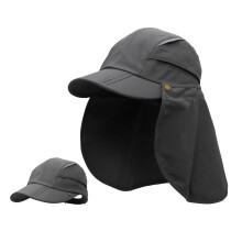 Magracy Mens Womens Outdoor Wide Brim Sun Cap Mesh UPF50+ Neck Flap Hat Quick Dry Fishing Hats Dark Grey
