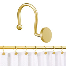 Crochets de rideau de douche ronds dorés antirouille, lot de 12