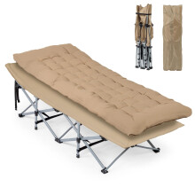Bonnlo Folding Camping Cot with Thick Pad, Portable Camp Bed for Adults, Single Sleeping Cot with Removable Mattress, 1907136cm, Heavy Duty & Light
