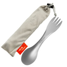 TiTo Titanium Spork 2-in-1 Ultra Lightweight Spoon Fork Tableware for Outdoor Camping, Backpacking, Hiking, Travel, Picnics and Home with Bag (Sandbl