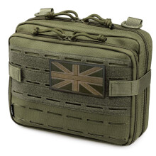 WYNEX Tactical Molle Admin Pouch of Laser Cut Design, Utility Pouches Molle Attachment Medical EMT Organizer with Map Pocket Tool Holder UK Flag Patc