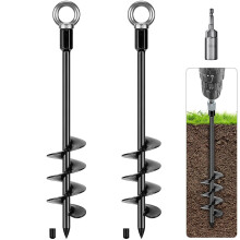 BeneLabel Tent Peg Heavy Duty, 47cm Ground Anchor Screw Trampoline Stake 2pcs Metal Earth Sand Spiral Wind Storm Spike for Swing/Camping/Shed/Dog/Car