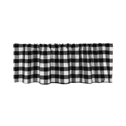 Plaid Curtains Red Black White 55x15in Polyester Blackout 2