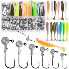 Annyswit 58 Pcs Jig Heads with Soft Plastic Lures, Perch Lures Kit