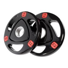 Strongway Olympic Weight Plates Discs for Barbell Bar - 2 Inch (2") / 50mm Hole - Rubber Coated Cast Iron Weights Tri Grip Range of Weights and Size