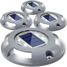 Solar tuinverlichting, 4 stuks 4 LED waterdichte IP65 solar padverlichting voor zwembadrand, vijver, inbouw in de grond en schutting