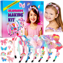Pourbibi Unicorn Headband Making Kit for Girls Age 3+, Creative Craft Kits for Kids, DIY Hairbands & Hair Accessories Toys Set - Birthday Presents fo