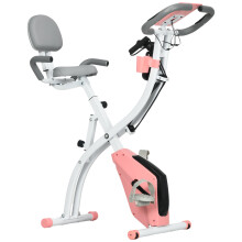 HOMCOM 3-in-1 Folding Exercise Bike, Foldable Stationary Bike with 8-Level Adjustable Magnetic Resistance, Resistance Bands, Adjustable Seat, Pulse S