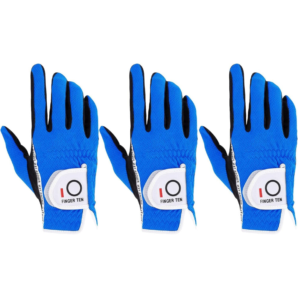 Photos - Golf FINGER TEN  Glove Men Left Hand Right Rain Grip Value 3 Pack, Mens  Gloves Weathersof All Weather Hot Wet Fit Size S
