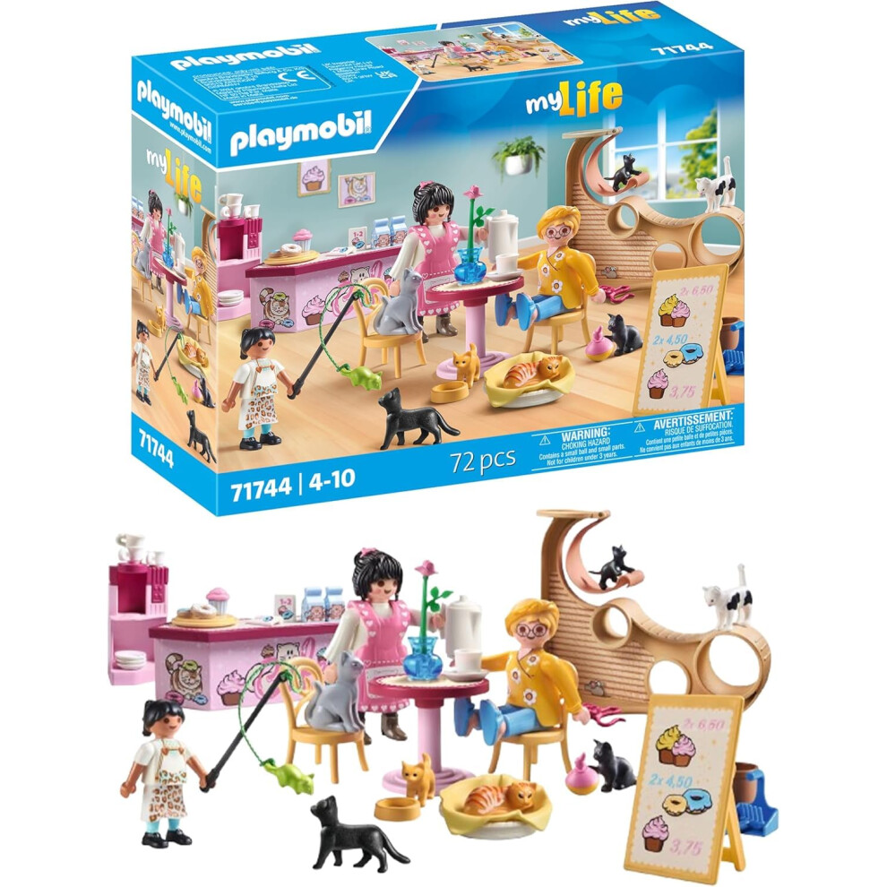 Playmobil | My Life | Cat Café | Cat Toy For Kids | Animal Figures Set | Toy For Children Aged 4 And Over | 71744