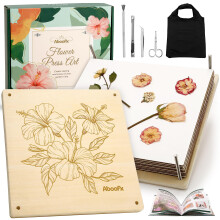 Aboofx Large Flower Press for Adults, 11"x11" (28x28 cm) 10 Layers Wooden Flower Pressing Kit with Storage Bag for Pressed Flowers & Plant Press for