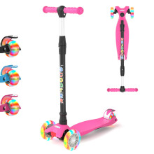 KORIMEFA 3 Wheel Kids Scooter Kick Scooter for Boys and Girls Toddler scooter with Adjustable Height, Lean to Steer, Flashing Light Up Wheels, Aged 3