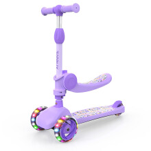 3 Wheel Scooter for Kids Girls Toddler Boys, TONBUX Kids Scooter With Big Wheels, Flashing LED Lights, 4 Levels Height Adjustable, Wide Deck, Foldable
