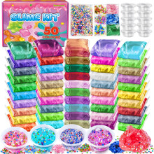 50 Pack Slime Kit for Girls Boys, DIY Premade Crystal Clear Slime Kit