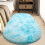 Soft Fluffy Bedroom Rug Oval Sky Blue 23.6x63 in 5
