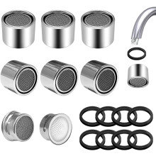 8 Pcs Faucet Aerator Replacement Parts Kitchen Sink Aerator Faucet Filter with Brass Shell Housing With Gasket For Kitchen and Bathroom, Chrome